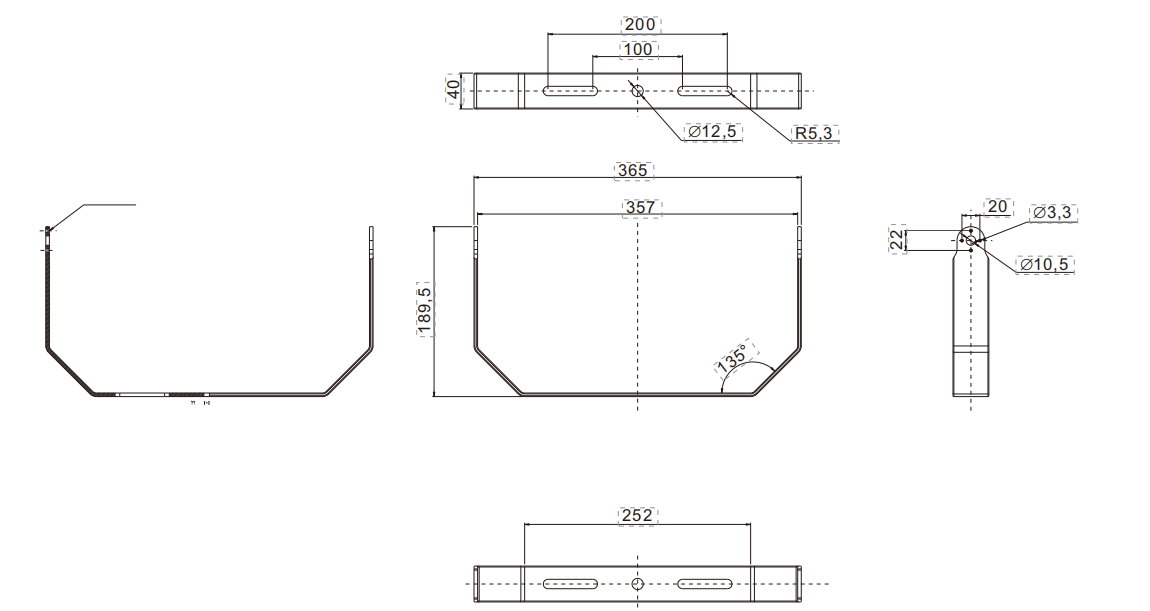 120W-250W Suporte de montagem