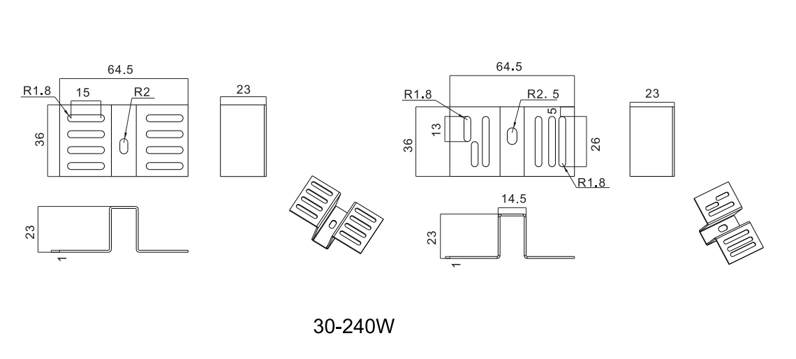 Dimension of driver-fixing bracket