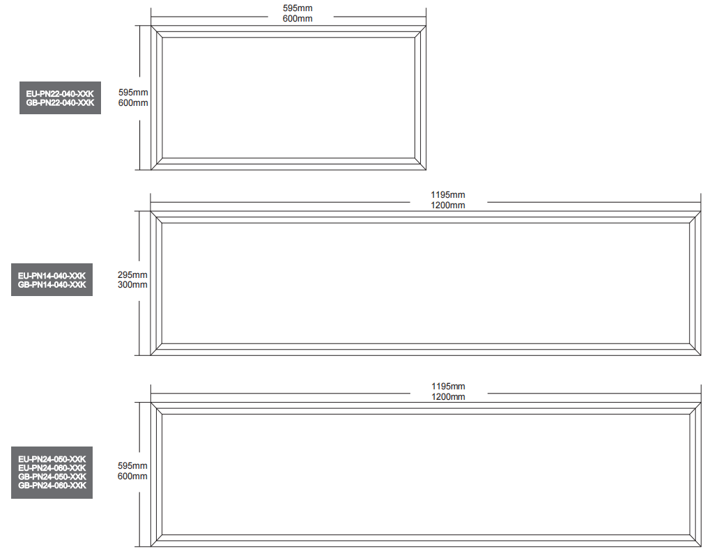 Produktabmessungen der LED-Flächenleuchte (2)